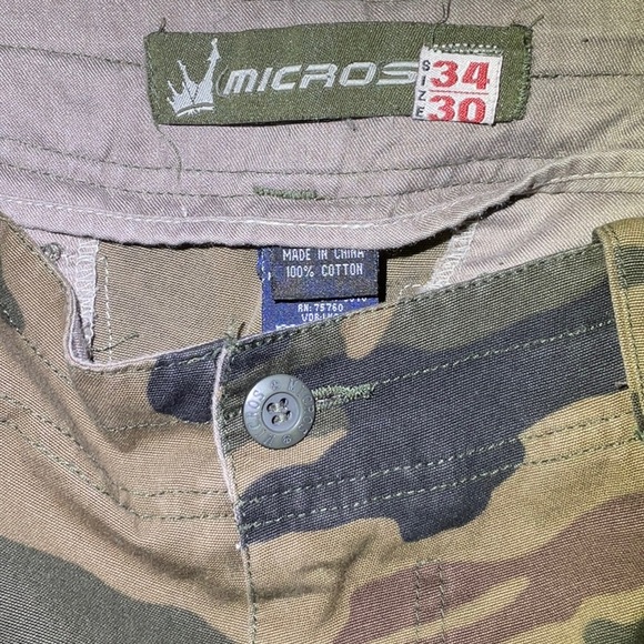 Men’s, Micros, 100% Cotton Camoflauge Utility Outdoor Pants 34 X 30, NWOT! - Picture 9 of 14